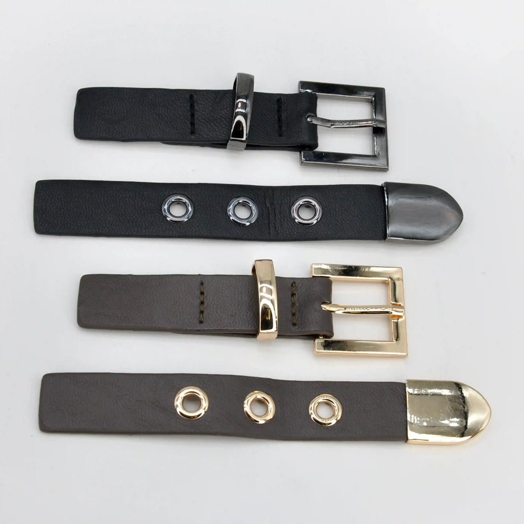 Nickel With Black PU Prong Belt Buckle
