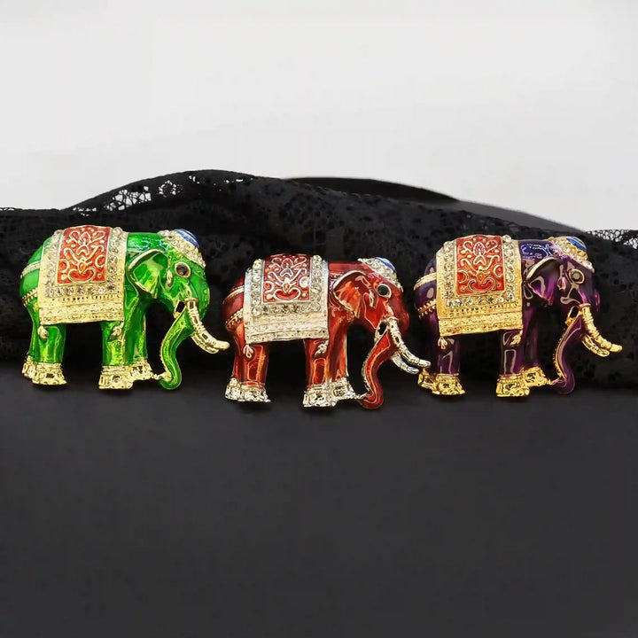 Enamel Elegant Elephant Brooch Pin