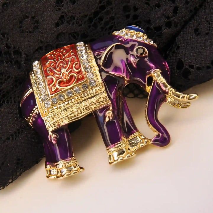 Enamel Elegant Elephant Brooch Pin