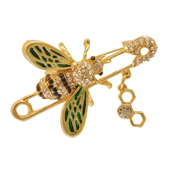 Encrusted Bee Safety Brooch Pin