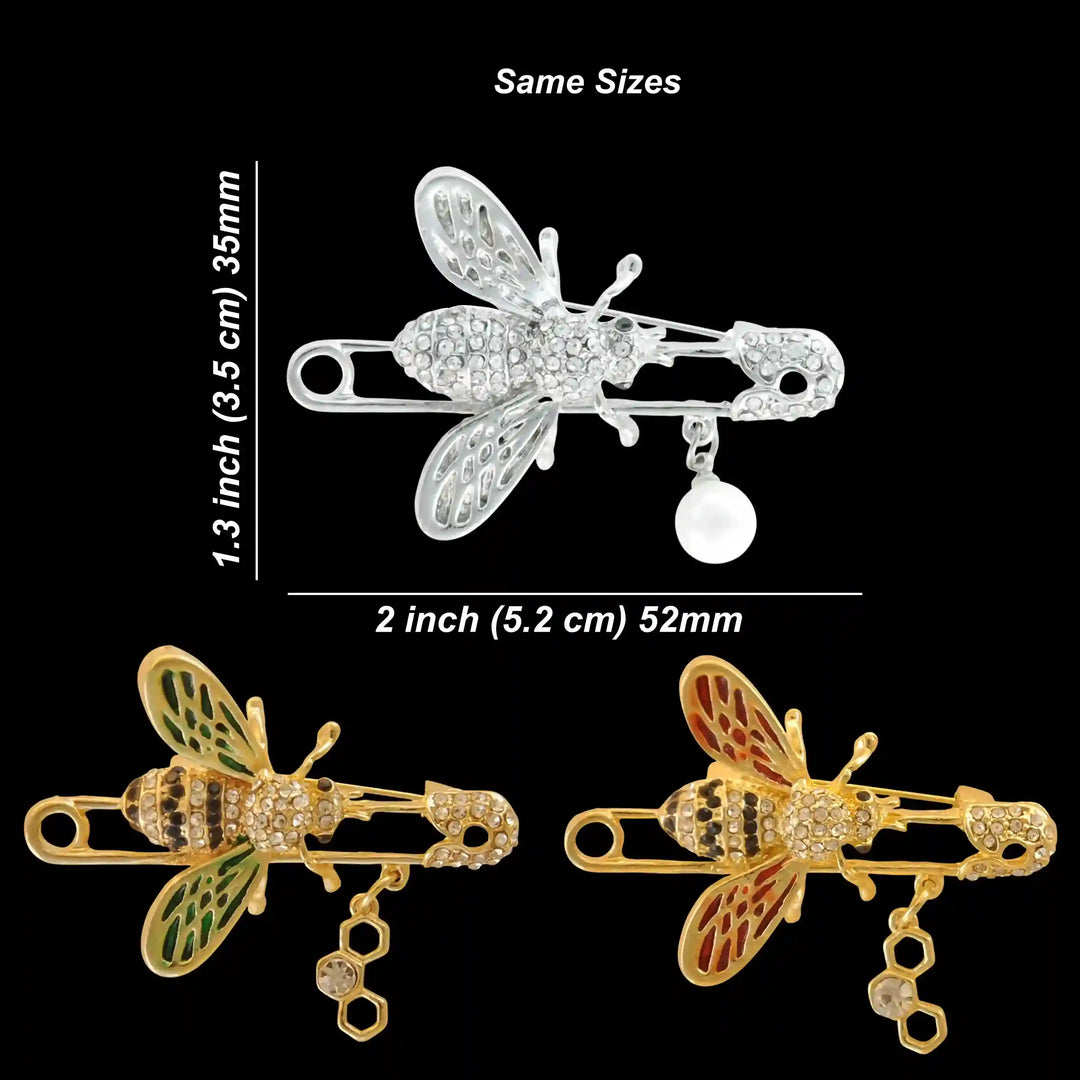 Encrusted Bee Safety Brooch Pin
