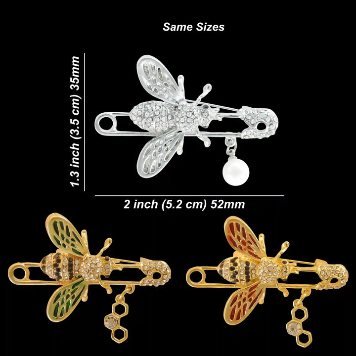 Encrusted Bee Safety Brooch Pin
