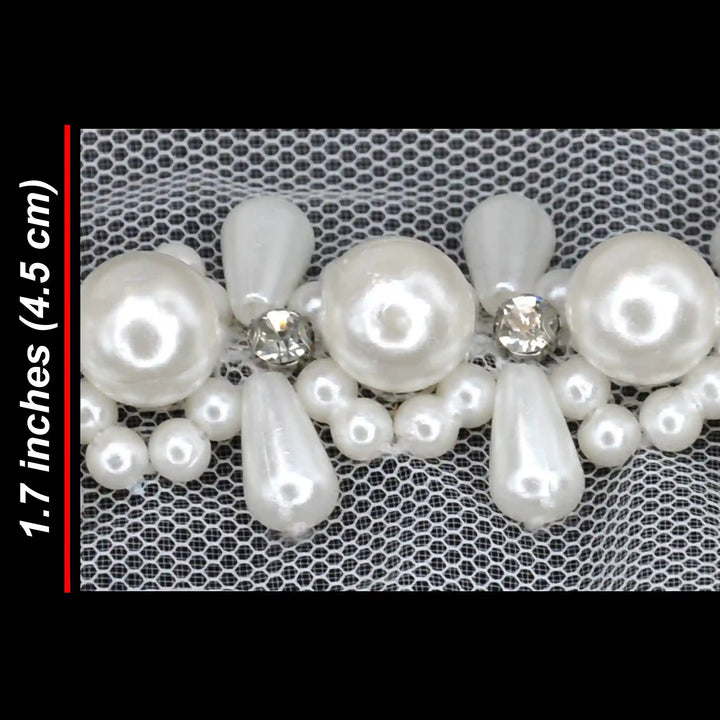 Pearl Cluster Lace Trim on Soft Net