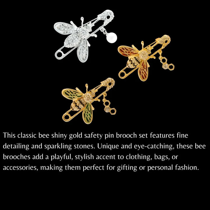 Encrusted Bee Safety Brooch Pin