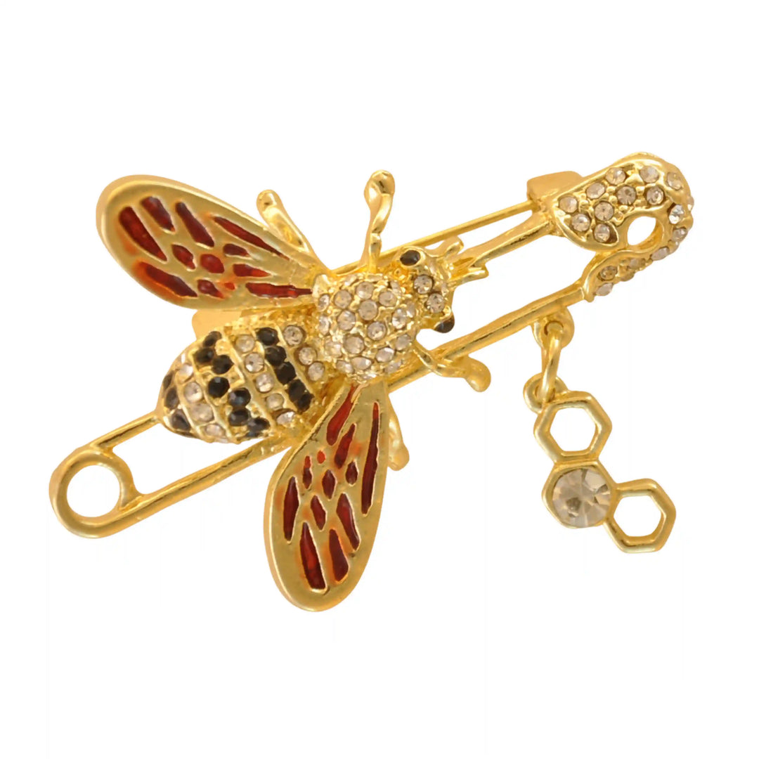 Encrusted Bee Safety Brooch Pin
