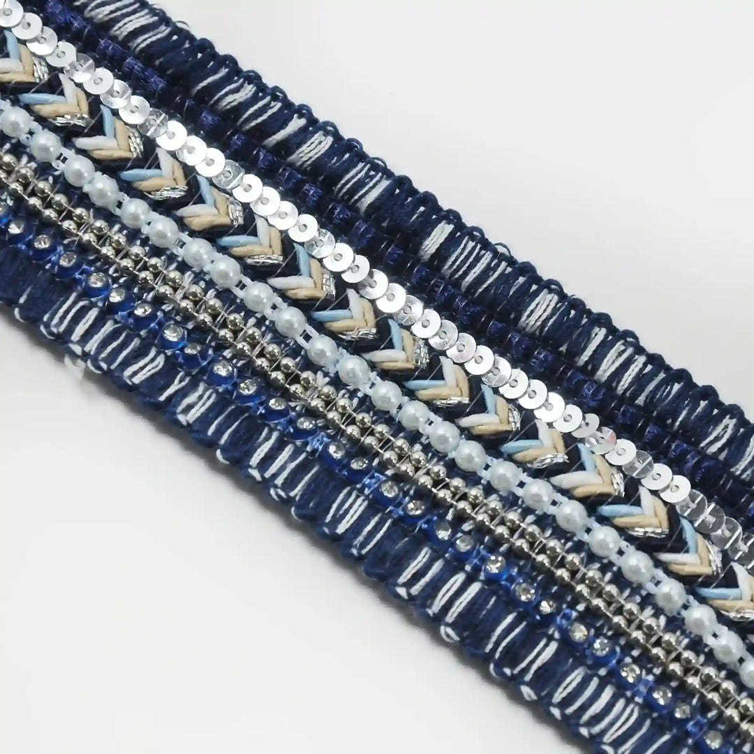 Royal Blue Sequins Lace
