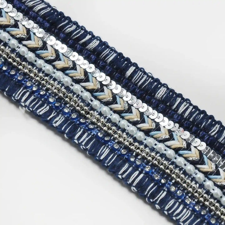 Royal Blue Sequins Lace