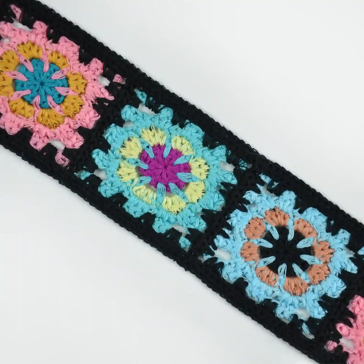Black Crochet Granny Square Lace Trim