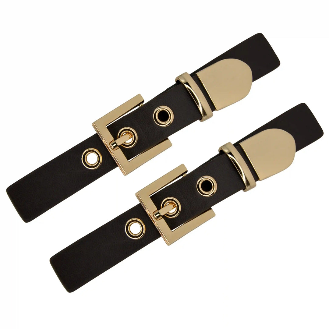 Nickel With Black PU Prong Belt Buckle