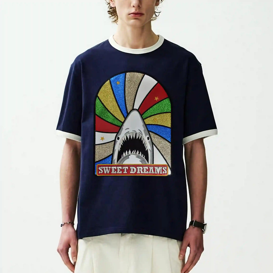 Colorful Stripe Shark Sew Patch
