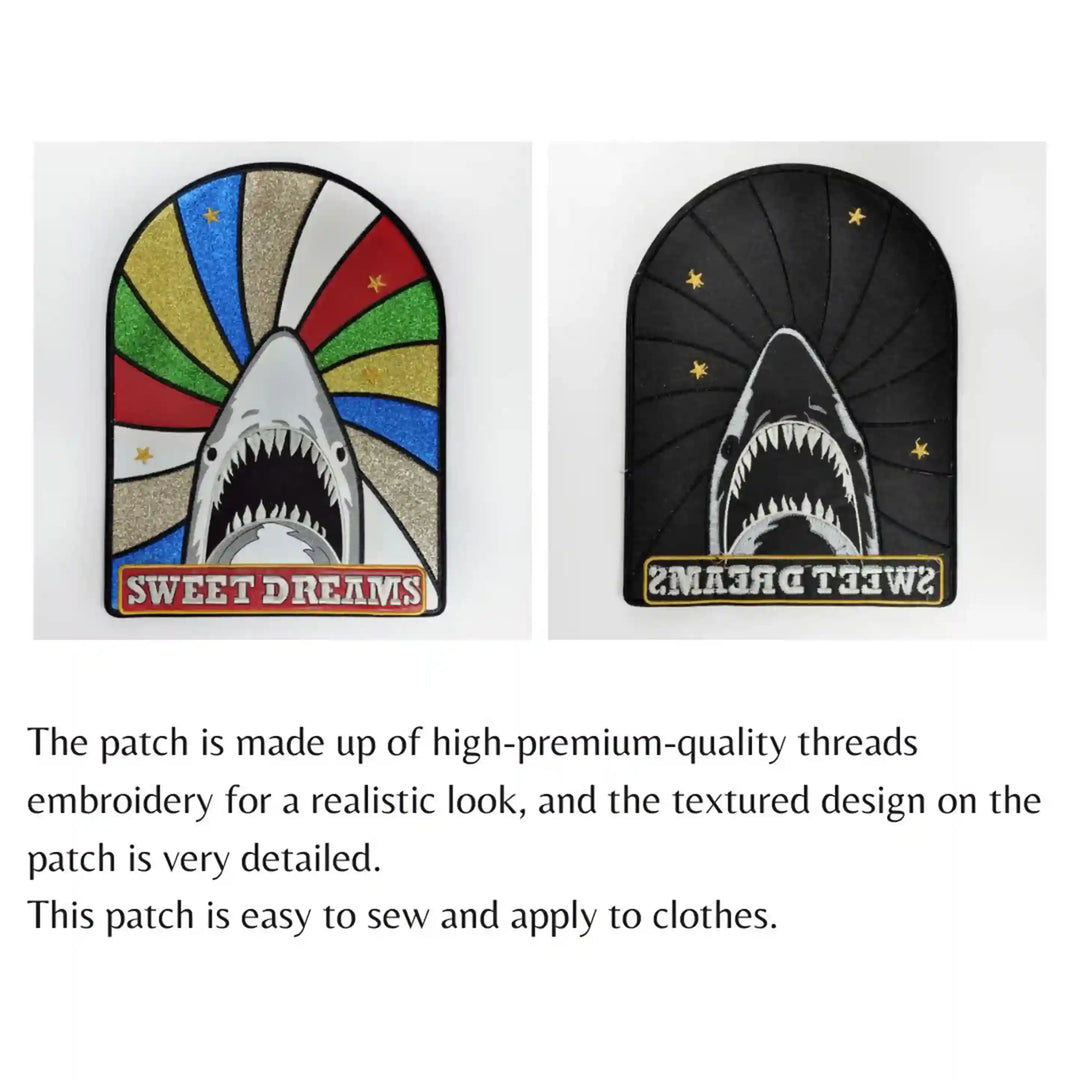 Colorful Stripe Shark Sew Patch