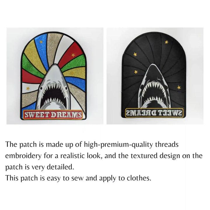 Colorful Stripe Shark Sew Patch