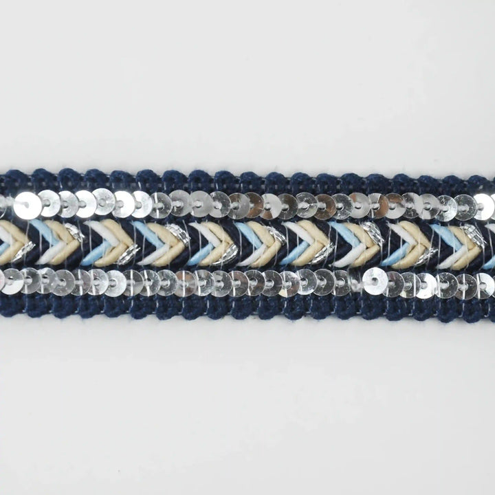 Dark Blue Sequins Lace