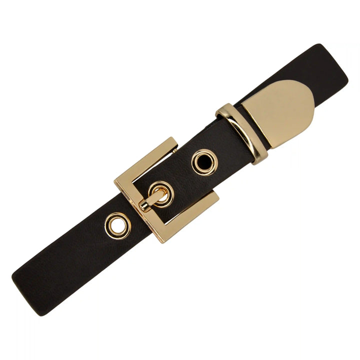 Nickel With Black PU Prong Belt Buckle