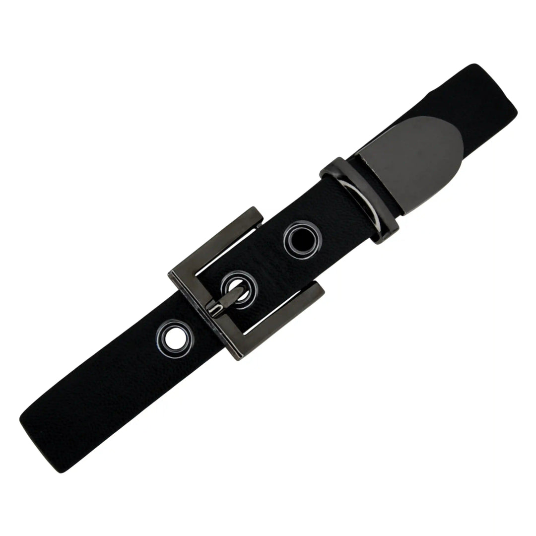 Nickel With Black PU Prong Belt Buckle