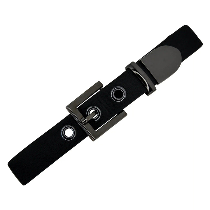 Nickel With Black PU Prong Belt Buckle