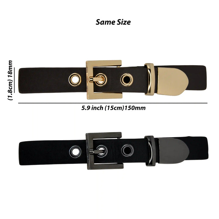 Nickel With Black PU Prong Belt Buckle