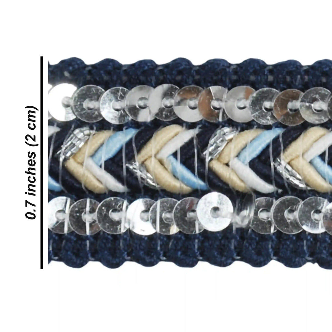 Dark Blue Sequins Lace