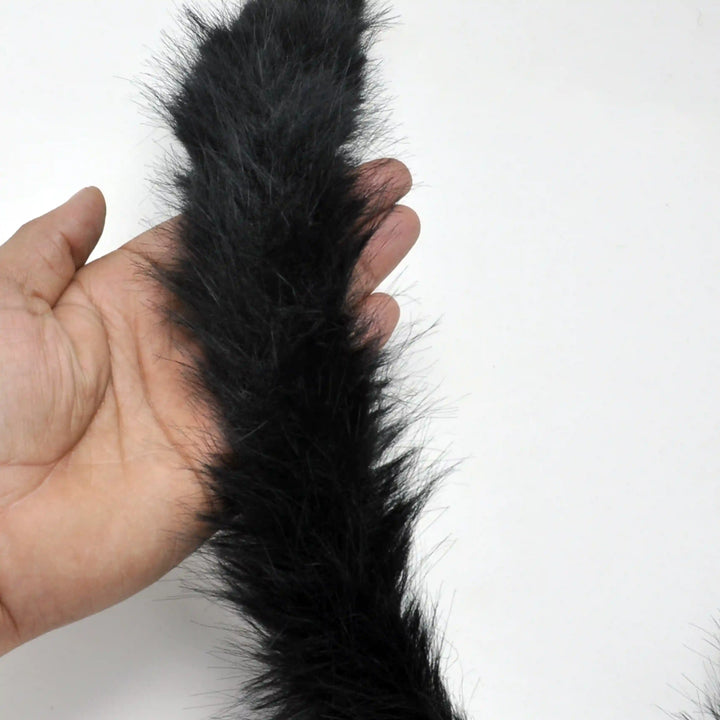 Black Gray Fur Lace | 2 Meters