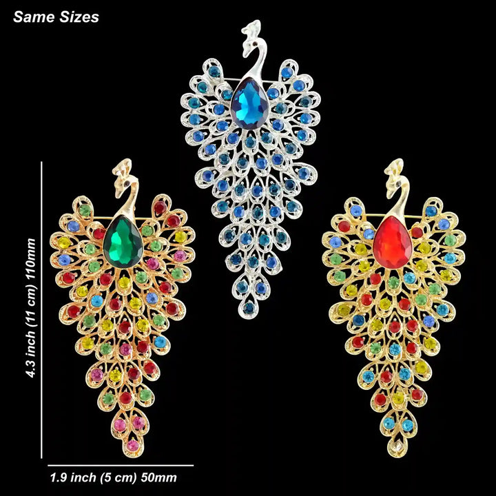 Jeweled Peacock Pin Brooch