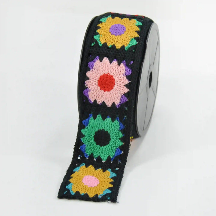Elegant Black Floral Crochet Trim