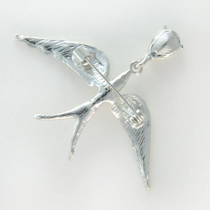 Silver Swallow Brooch Pin