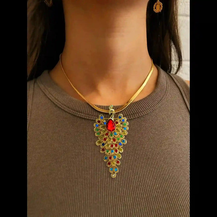 Jeweled Peacock Pin Brooch