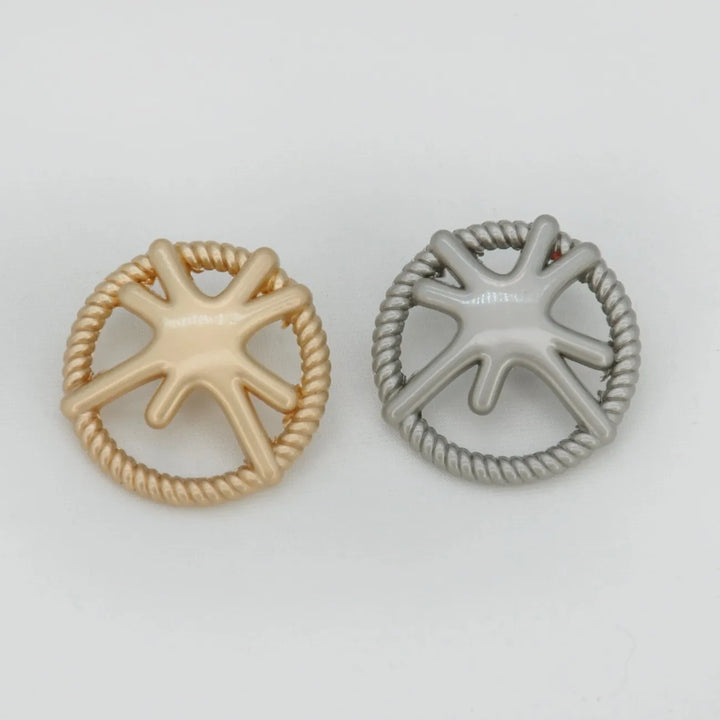 Shining Star Design Rope Edge Shank Metal Button | 18mm (28L) & 23mm (36L)
