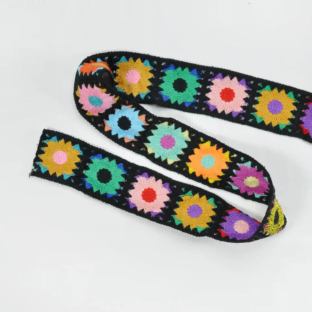 Elegant Black Floral Crochet Trim