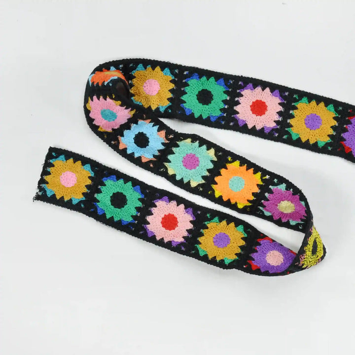 Elegant Black Floral Crochet Trim