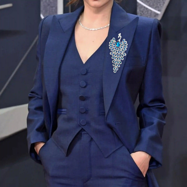 Jeweled Peacock Pin Brooch