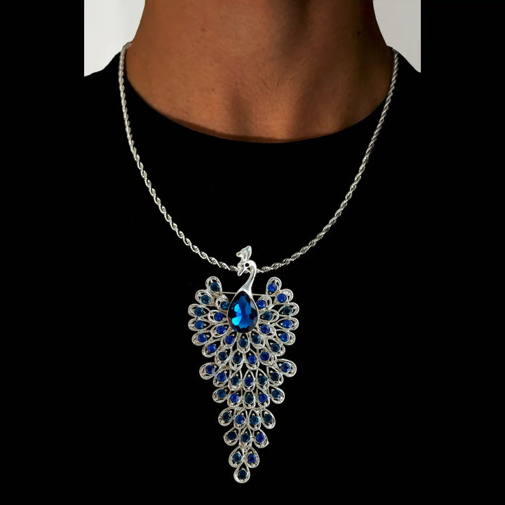 Jeweled Peacock Pin Brooch