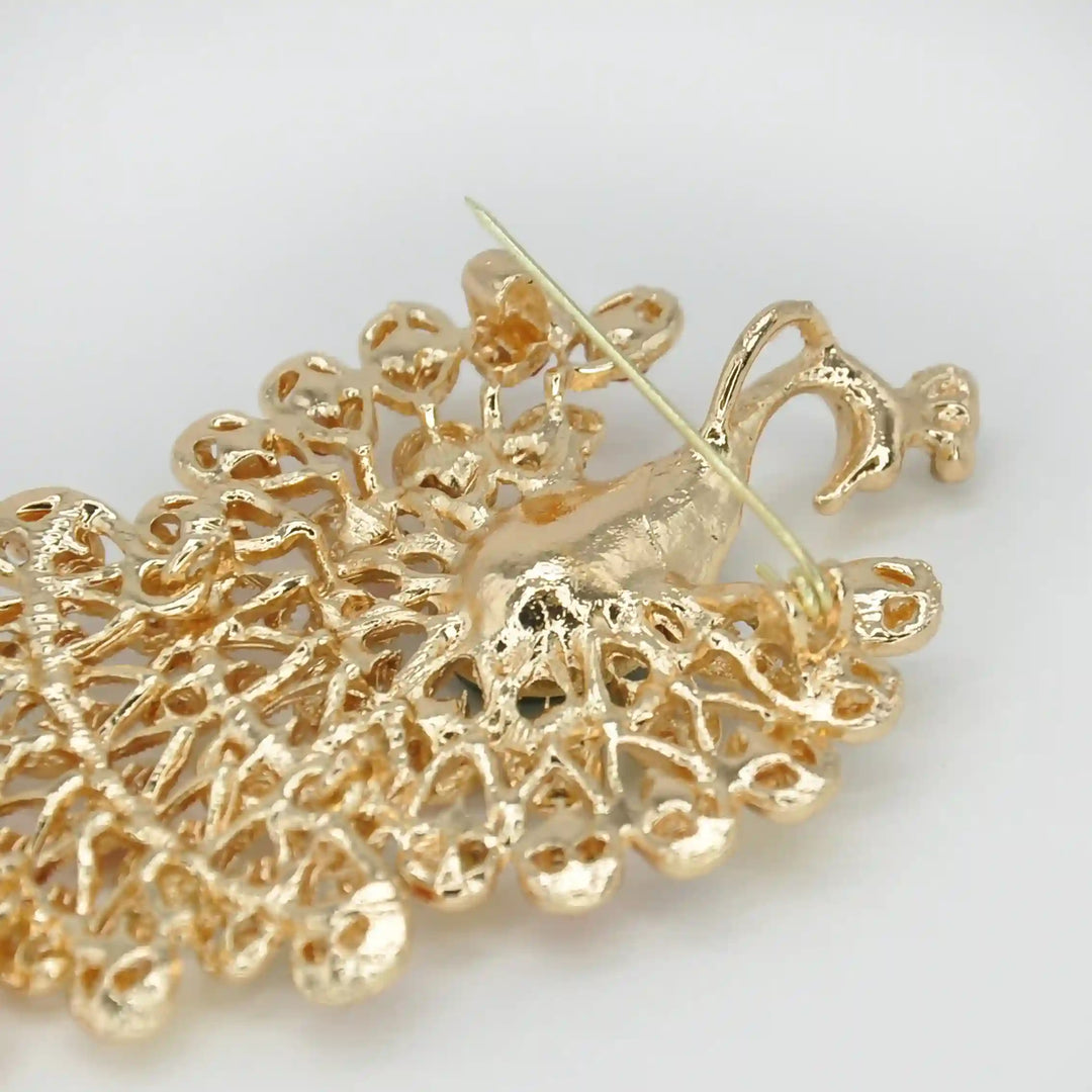 Jeweled Peacock Pin Brooch