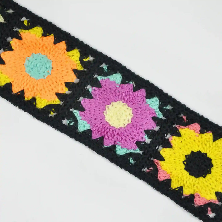 Elegant Black Floral Crochet Trim