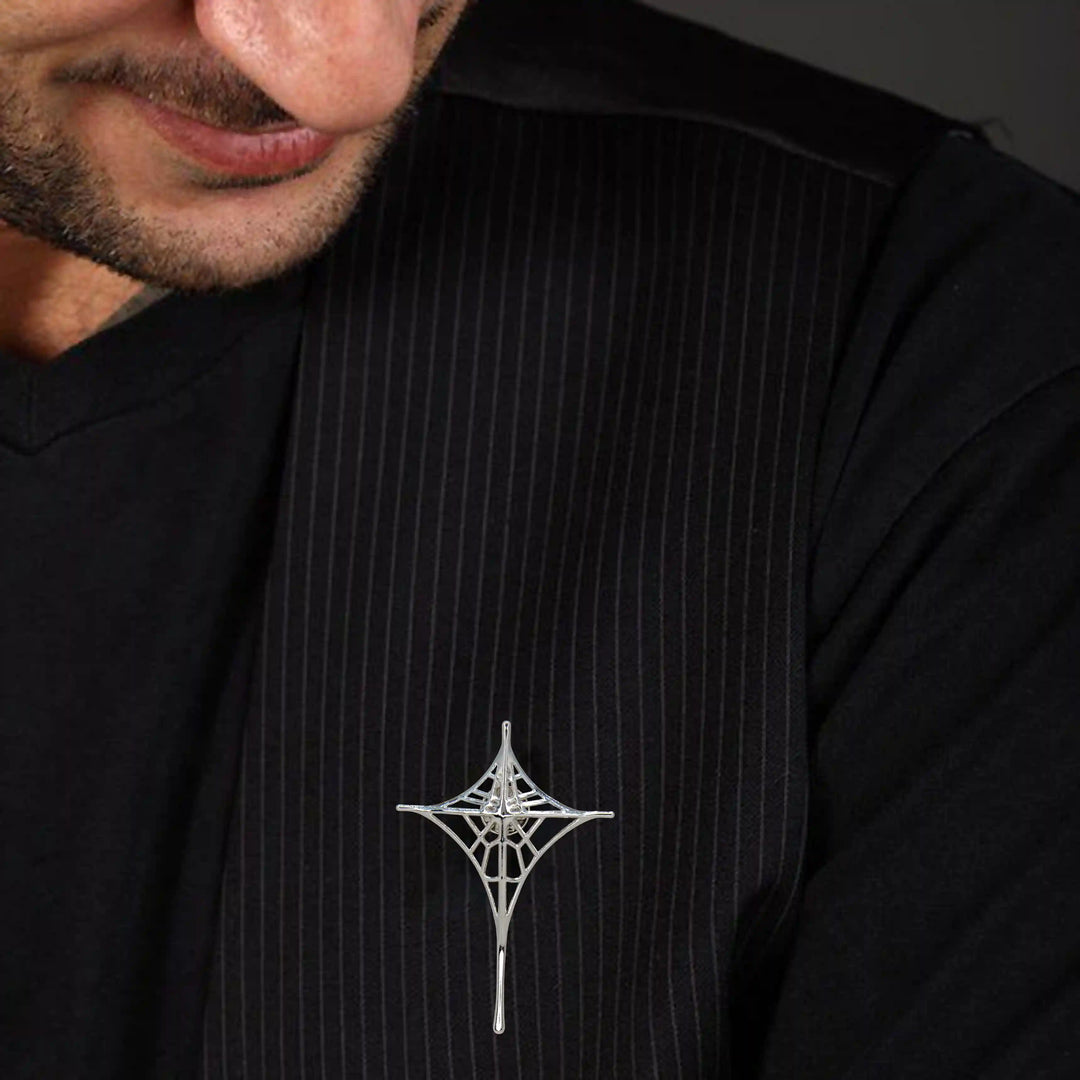 Silver Spider Web Brooch