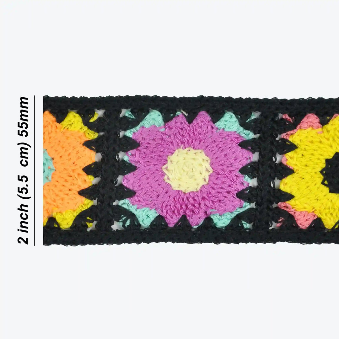 Elegant Black Floral Crochet Trim