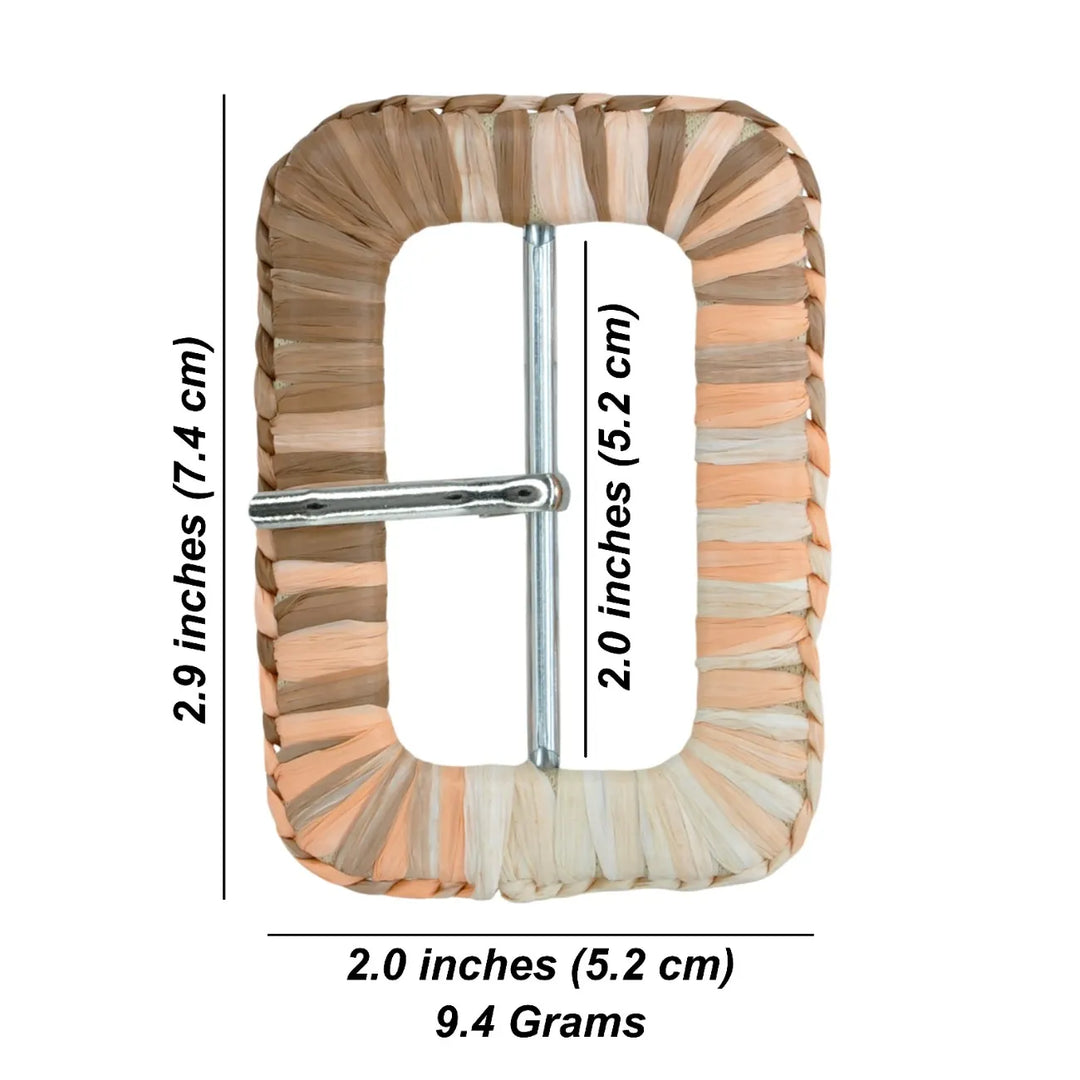 Decorative Raffia Rectangle Buckle | 2.9 inches (7.4cm)
