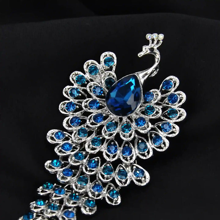 Jeweled Peacock Pin Brooch