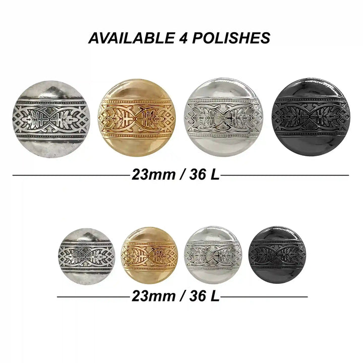 Etched Design Metal Buttons