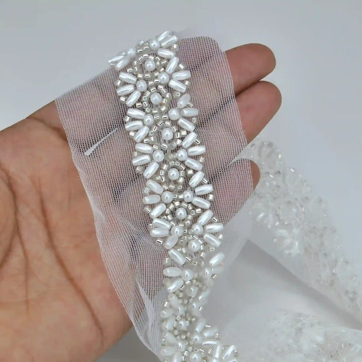 Pearl and Beaded Lace Trim