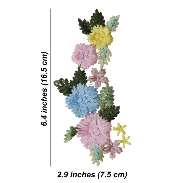 Pastel Floral Embroidered Patch