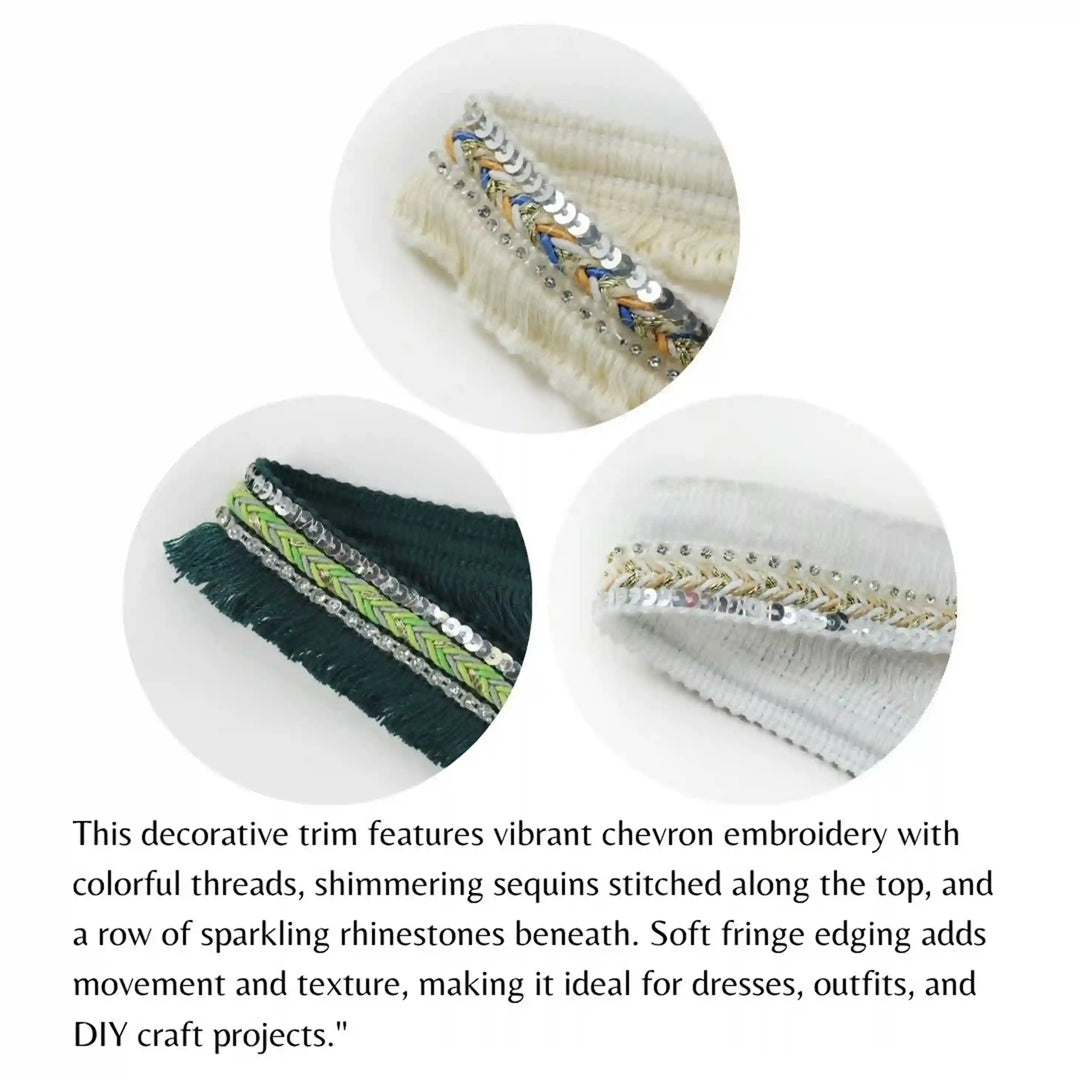 Chevron Sequin Fringe Trim Lace