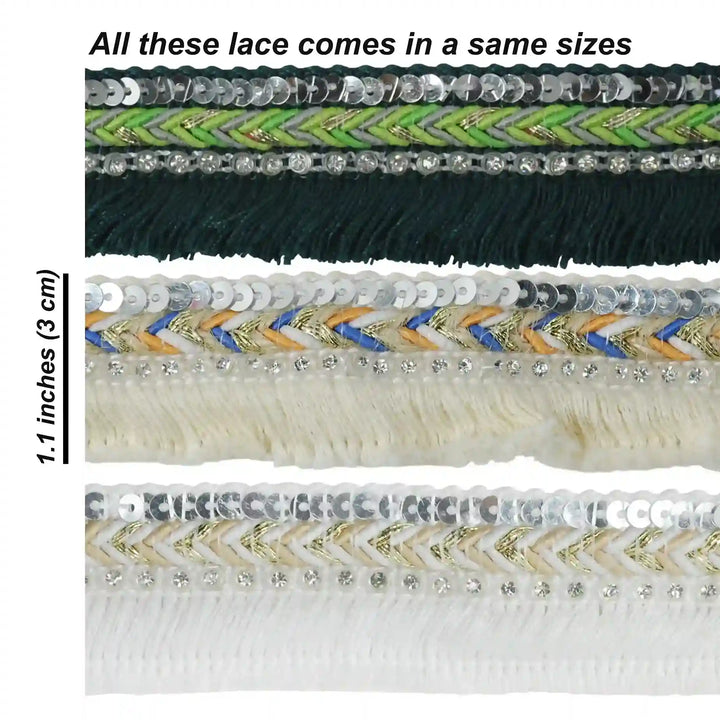 Chevron Sequin Fringe Trim Lace