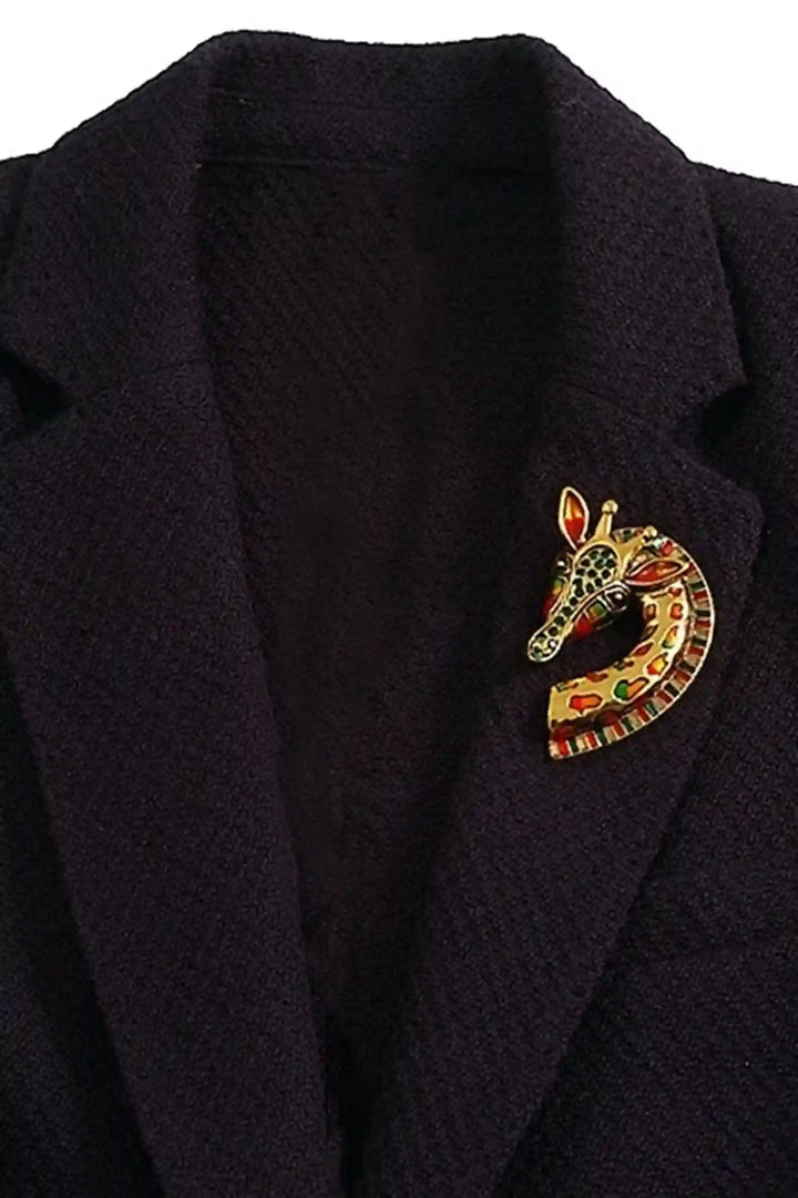Jeweled Giraffe Brooch Pin