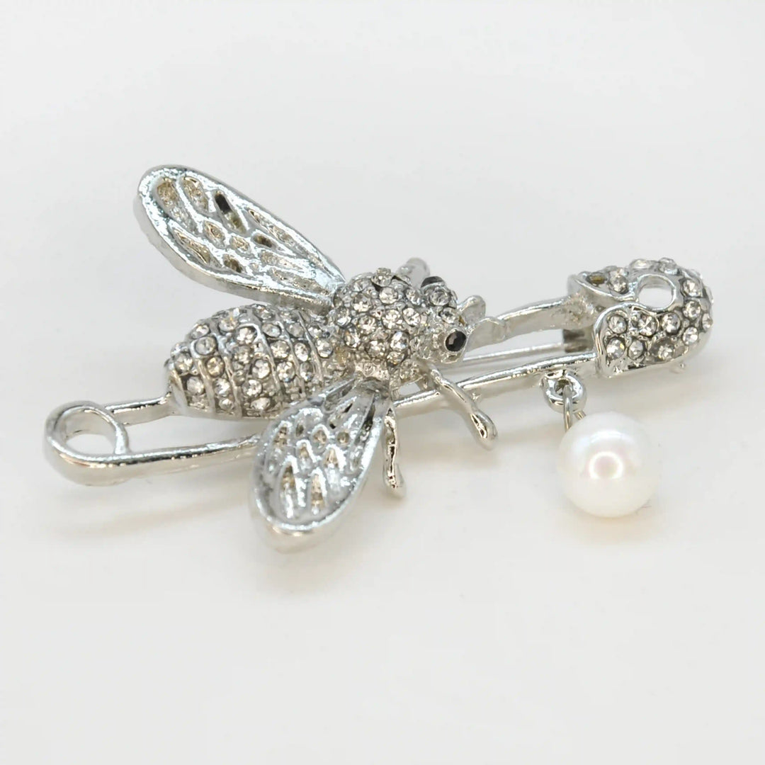 Encrusted Bee Safety Brooch Pin