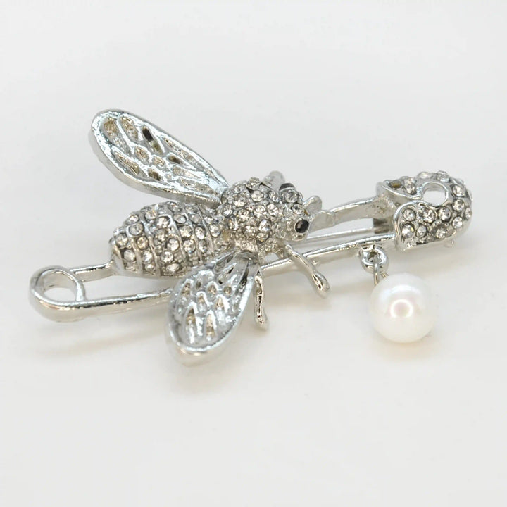 Encrusted Bee Safety Brooch Pin