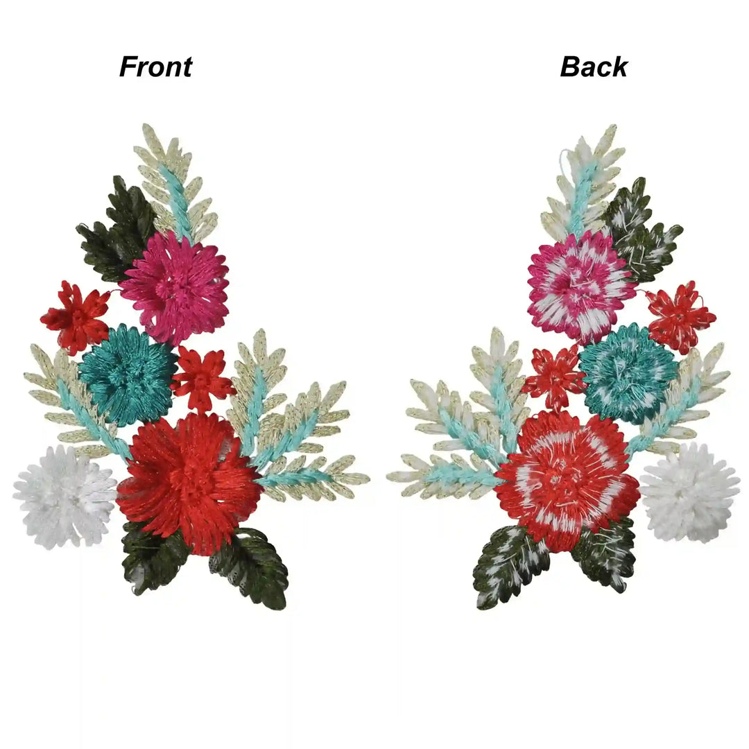Fabric floral embroidered patch.