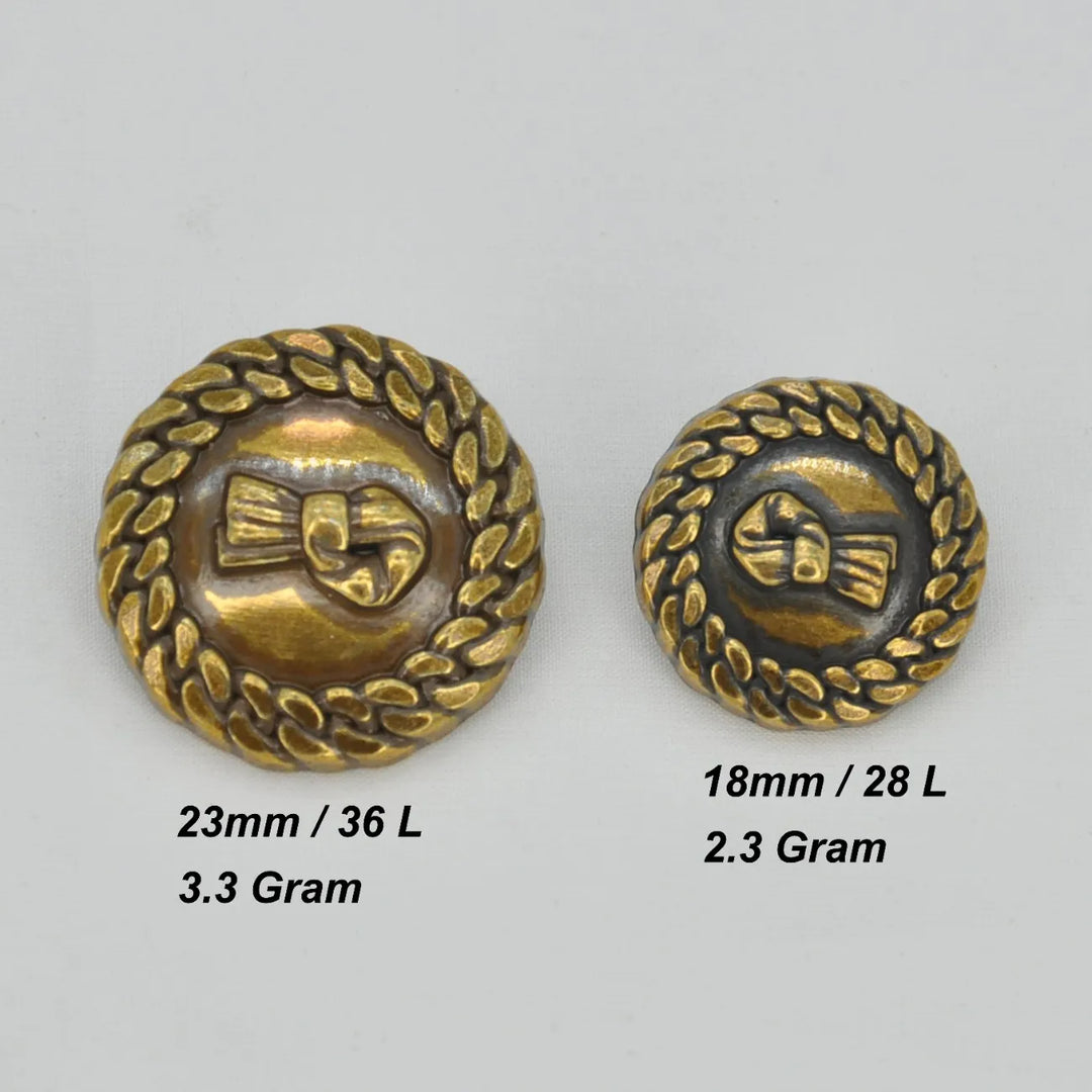 Vintage Chain Knot Metal Button | 18mm (28L) & 23mm (36L)