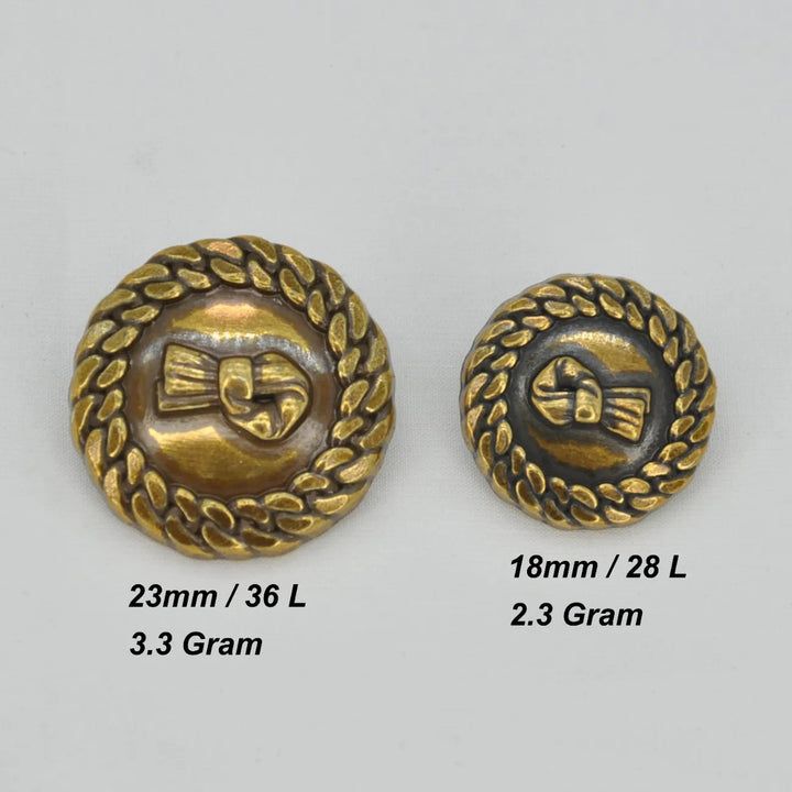 Vintage Chain Knot Metal Button | 18mm (28L) & 23mm (36L)