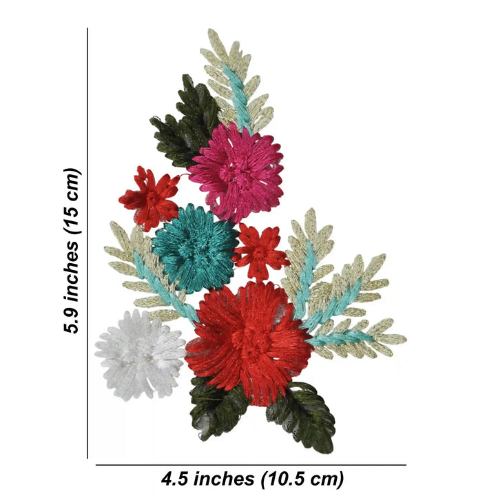 Fabric floral embroidered patch.